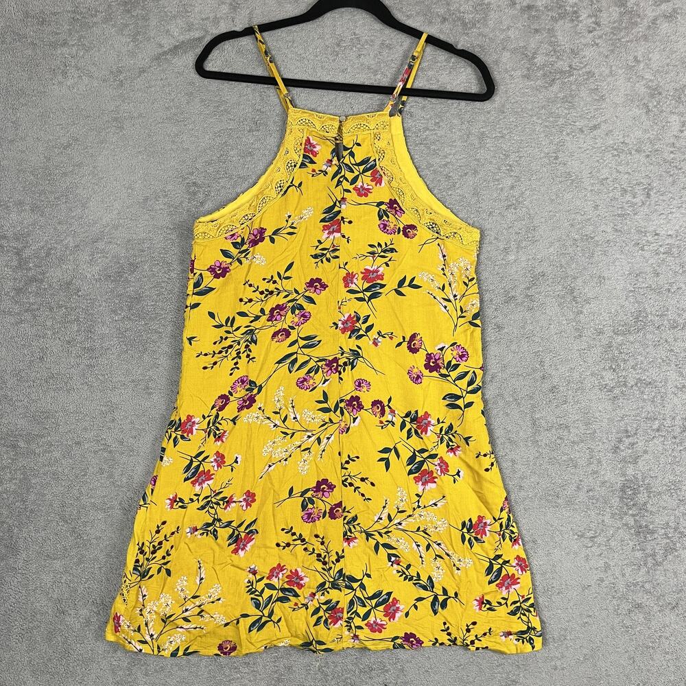 Francesca’s Yellow Floral Lace Tank Women Size S Boho Festival Top Blue Rain - Picture 5 of 11